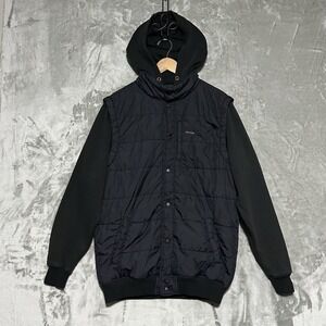 Matix Hybrid Hooded Puffer Jacket Mens Sz L Black Streetwear Skater Lightweight